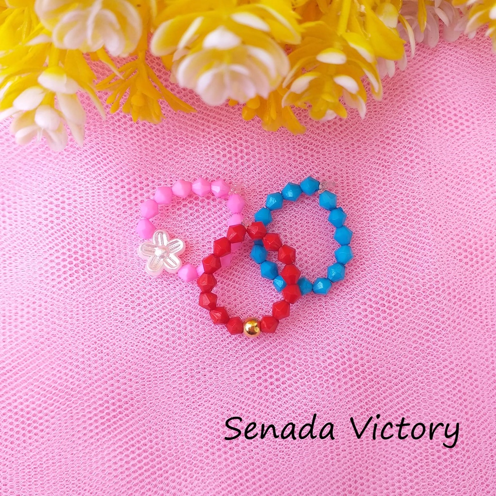 Senada Victory Cincin Anak Isi 3 Pcs Cincin Manik Anak Warna Aksesoris Wanita SC02