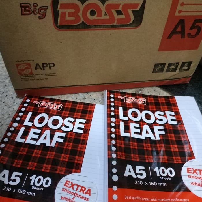 

Loose leaf A5 100 lembar BIG BOSS kertas binder untuk 20 ring bergaris