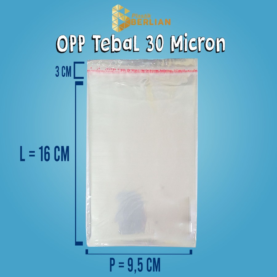 

9,5 X 16 cm Plastik OPP TEBAL 30 MICRON (100 lbr)