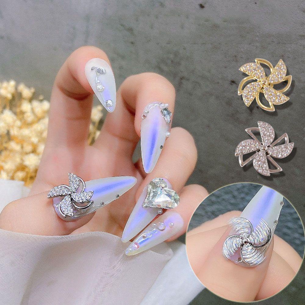 Mxbeauty Windmill Nail Art Perhiasan Indah Mewah Rotary Windmill Drill Double-layer Windmill DIY Nail Art Dekorasi