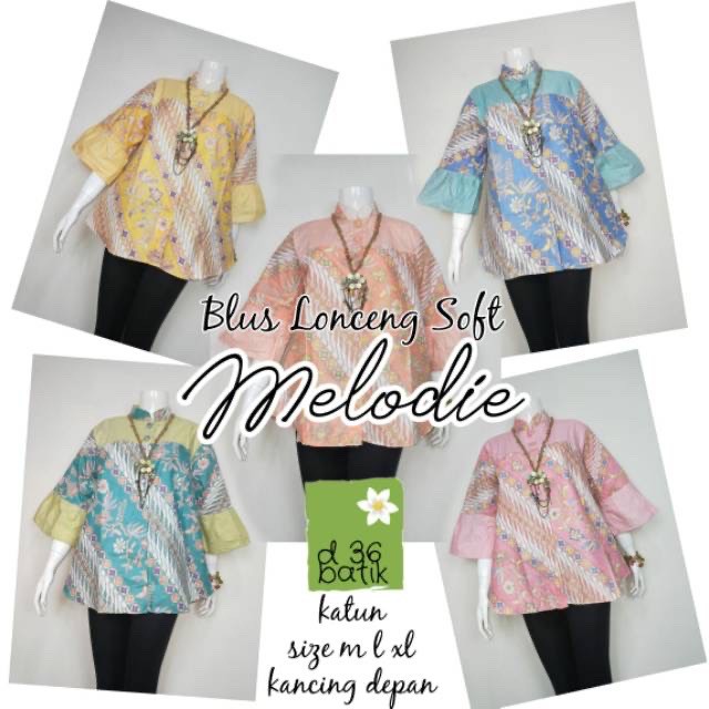 Blus Lonceng Soft Melodie Batik Pastel Atasan Modern Casual Kerja Seragam Kantor Muslim Pesta