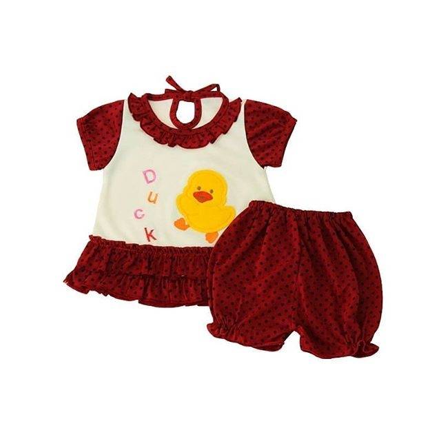 Setelan Baju Bayi Lengan Pendek Motif Duck/Setelan Baju Bayi Perempuan