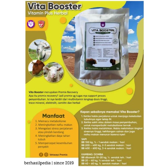 VITA BOOSTER MULTIVITAMIN DOSIS TINGGI UNTUK KAMBING DOMBA SAPI BABI AYAM