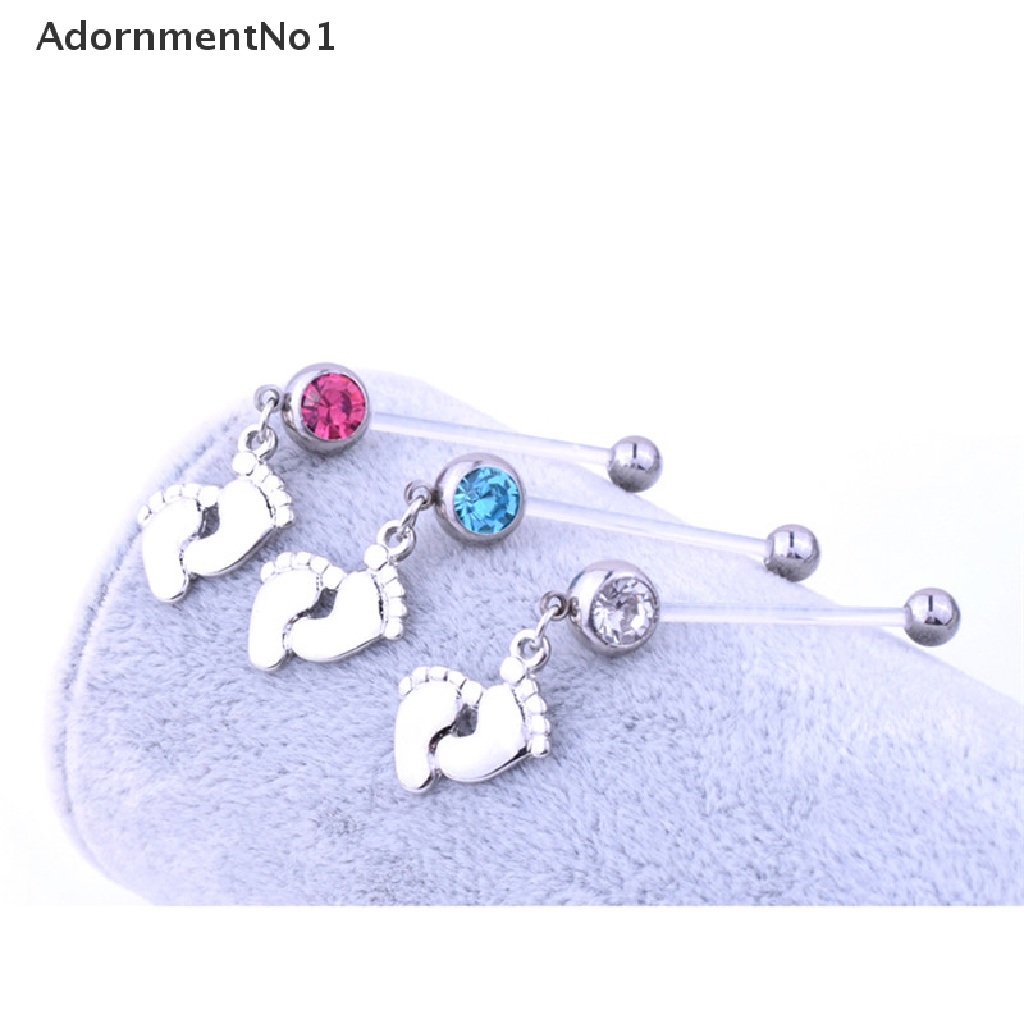 (AdornmentNo1) Anting Tindik Perut / Pusar Flexible Motif Telapak Kaki Bayi Untuk Wanita Hamil