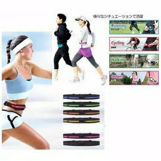 Tas Lari / Tas Olahraga / Tas Sepeda / Pocket Smart Belt 2 Kantung Running Sport Elastic