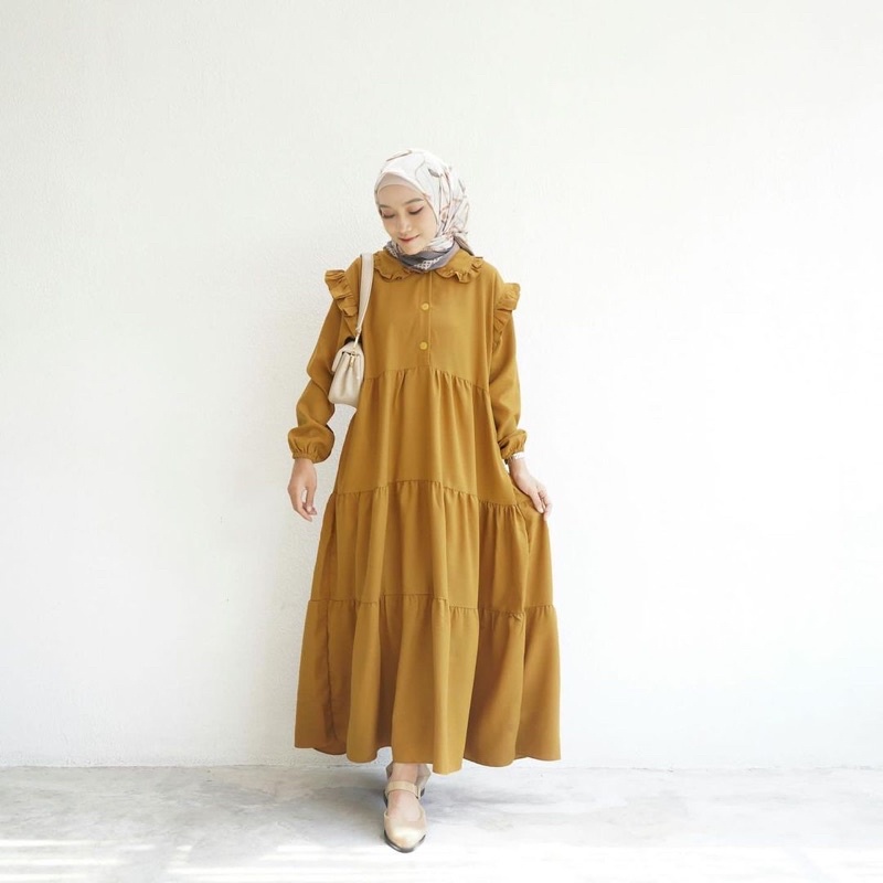 (MSB) GAMIS VIVY MIDI DRESS REMAJA WANITA CRINCLE AIRFLOW