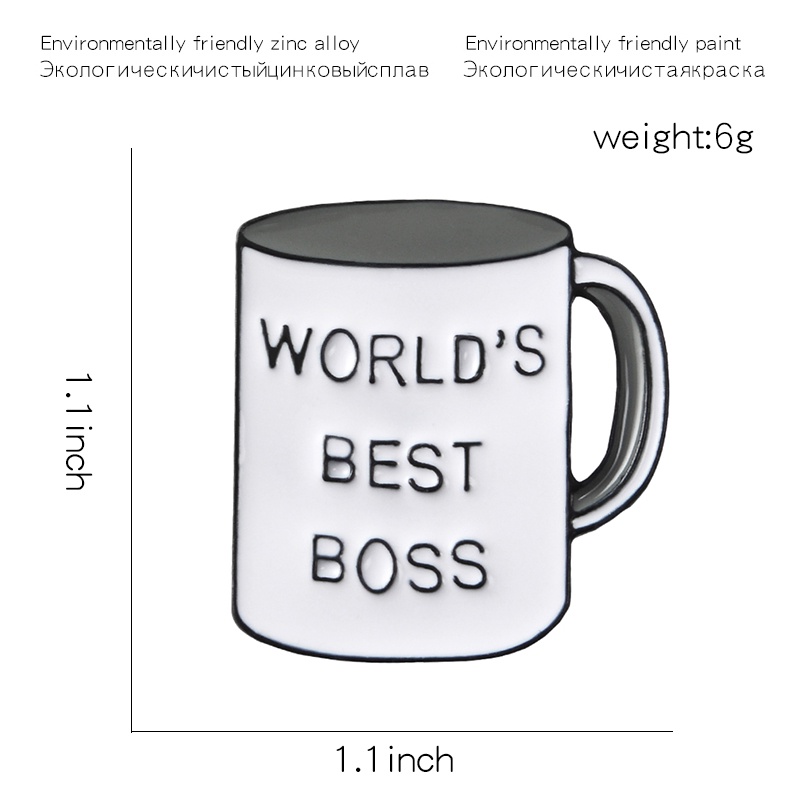 Bros Pin Enamel Bentuk Cangkir Kopi Tulisan World 's Best Boss Mug Untuk Pria Dan Wanita