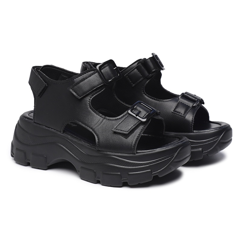 [GROSIR][COD] SEVEN_DAY SANDAL WEDGES WANITA KOREA IMPORT CASUAL SHOES HITAM SVN-307