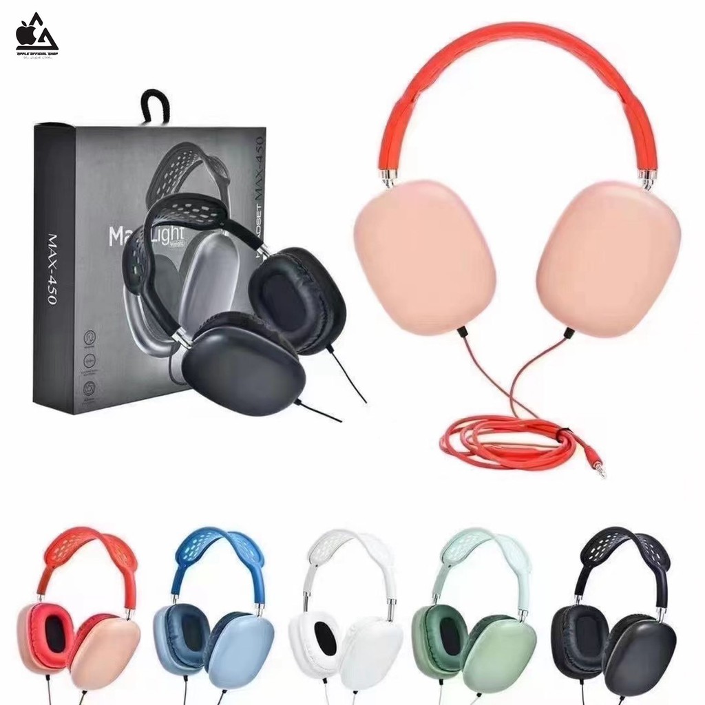 HF Headset Bando Candy Macaron Air Max Light 450 Stereo Xtra Bass Headphone Wireless Gaming Extra Bass Airpods Max Pro