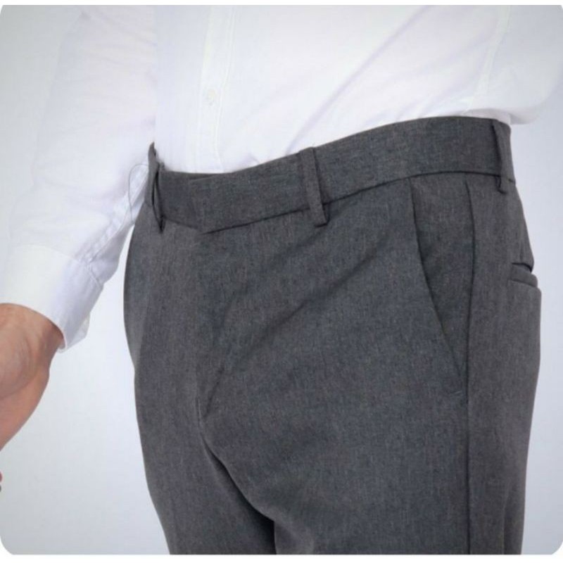 CELANA BAHAN | KERJA | FORMAL | KANTOR | PANJANG | HITAM | DASAR PRIA SLIMFIT _-