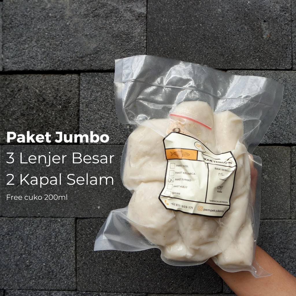 

Pempek paket jumbo (Isi 5 pcs pempek besar)