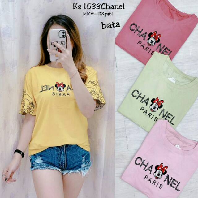 ATASAN KAOS WANITA IMPORT PREMIUM CHANEL MINNIE KS1633