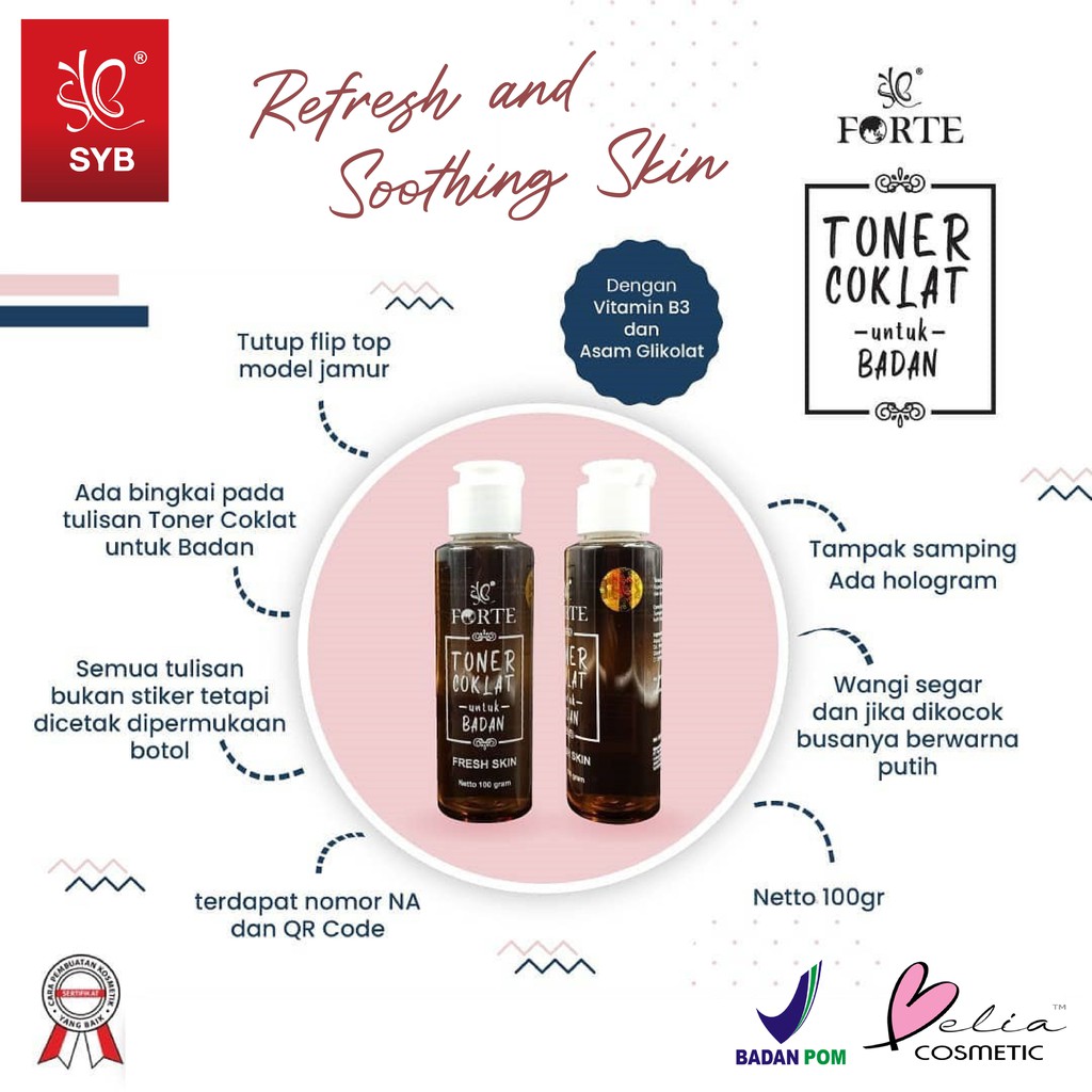 ❤ BELIA ❤ SYB Toner Badan Red Jelly | Toner Coklat 100ml | AHA SKINBOOST BODY TONER | Toner Wajah Putih | Toner Tubuh (✔BPOM)