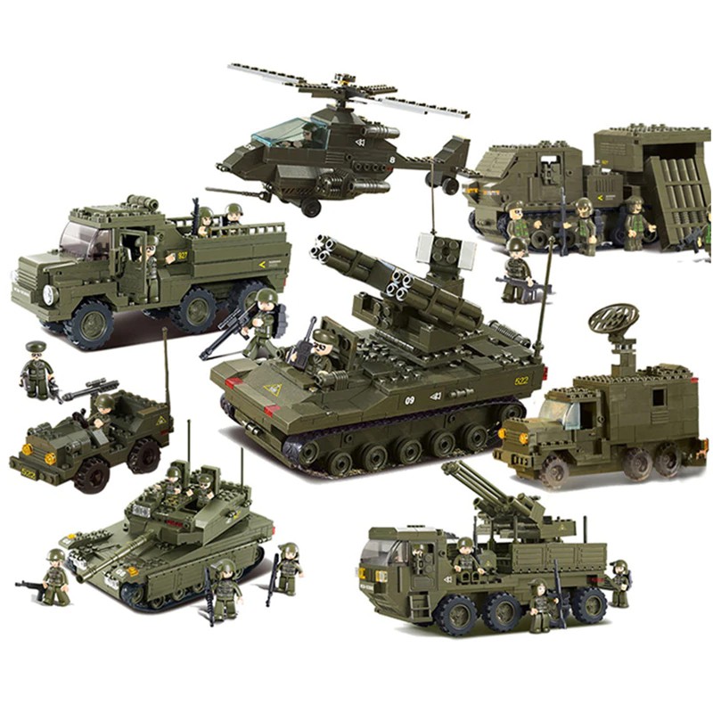 Mainan Lego Anak Hot Sale Military Army Armored Tank Aircraft Truck Figures Building Block