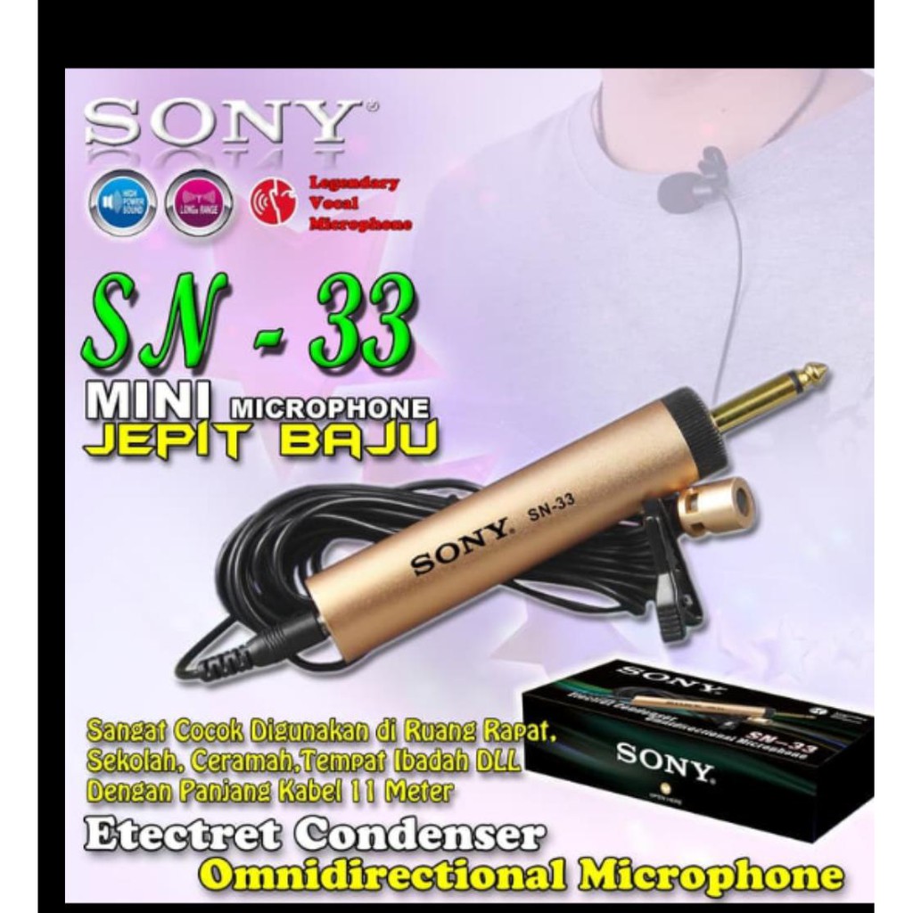 mic jepit Sony SN-33 SN 33 SN33 microphone clip on condensor mic iman