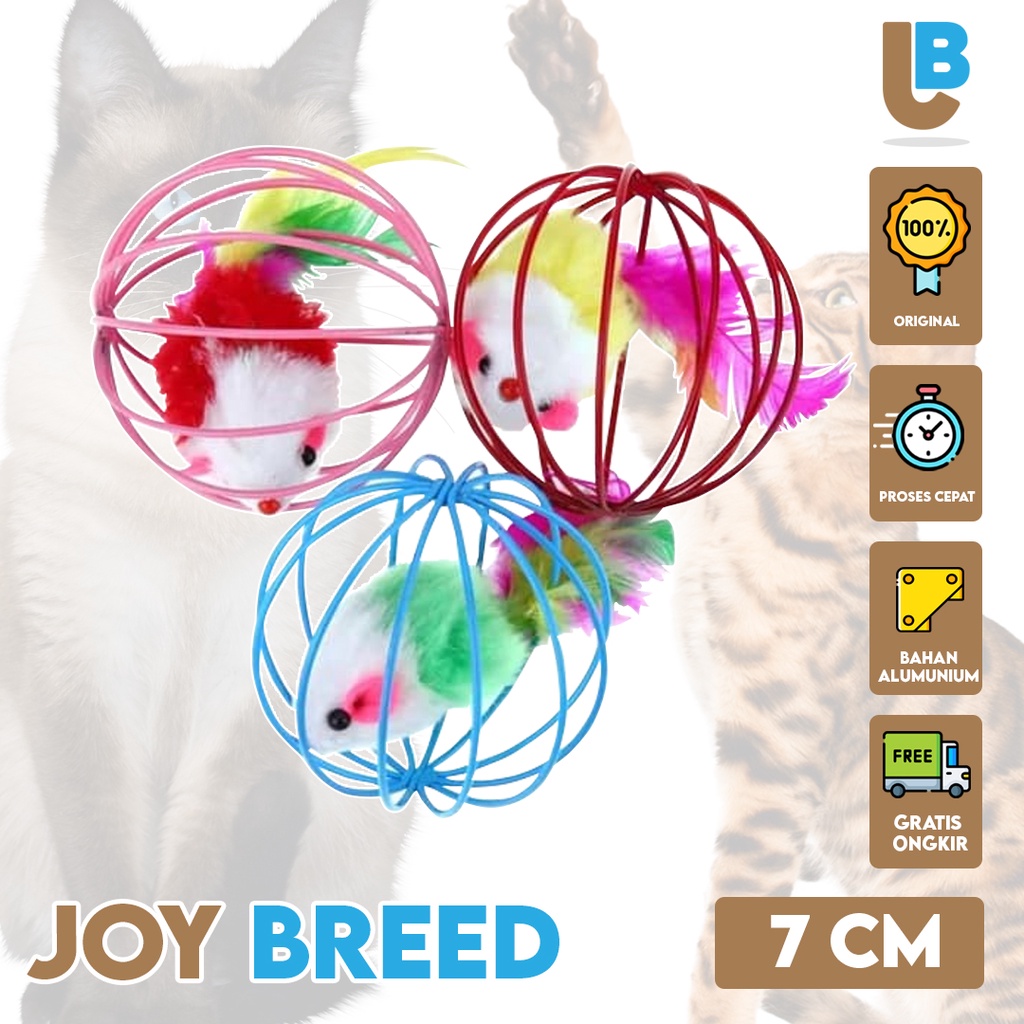 MAINAN KUCING BOLA JERUJI ISI TIKUS MAINAN ANAK KUCING INTERAKTIF | JOY BREED