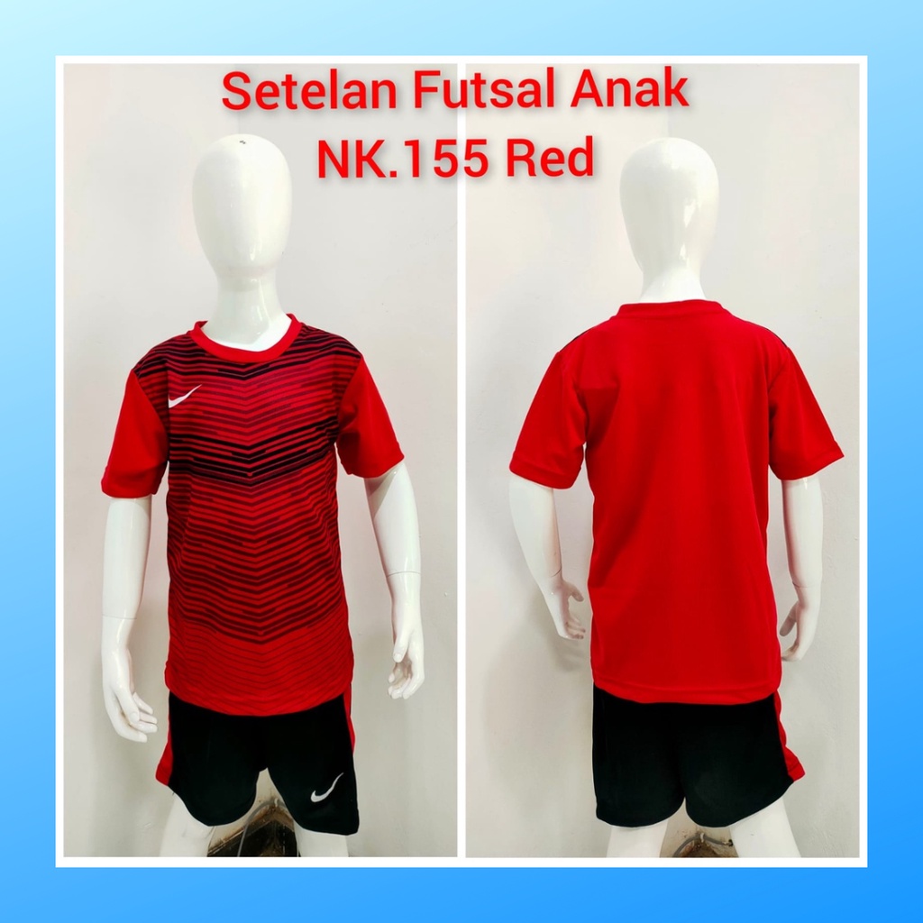 Kaos futsal anak laki-laki ST.NK155 merah jersey sepak bola baju celana setelan jersy perempuan stelan t-shirt custom outfit seragam kostum olahraga casual print suit pakaian jarsey oblong apparel sport jersi soccer