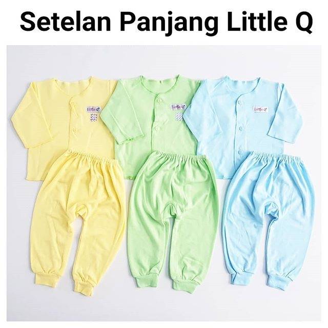 Setelan Piyama Bayi Panjang Polos Little Q Boy