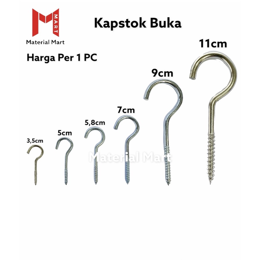 1 PC Kapstok Buka | Baut Gantung Besi | Gantungan Burung | Hook Skrup | Material Mart