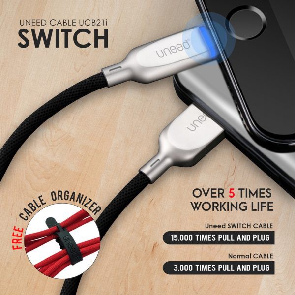 UNEED UCB21i SWITCH Kabel Auto Disconnect Lightning Support iOS 11 1M