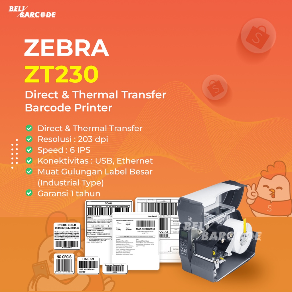 BARCODE PRINTER ZEBRA ZT-230 CETAK LABEL TIPE INDUSTRIAL