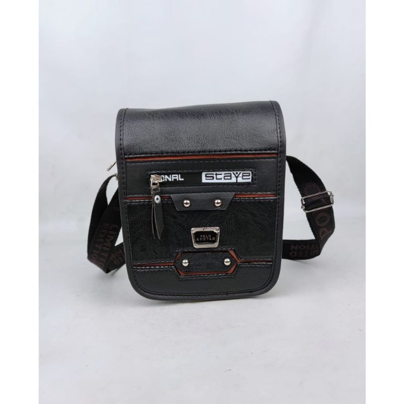 Tas Selempang Pria Kulit PU Leather Polo Amstar  8 Inchi Tas Pria Tas Polo Tas Selempang Terbaru Tas Selempang Waterproof