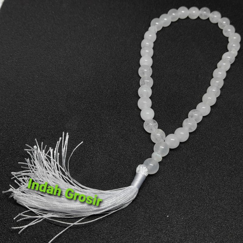 TASBIH BATU GIOK PUTIH SALJU 8MM 33BUTIR