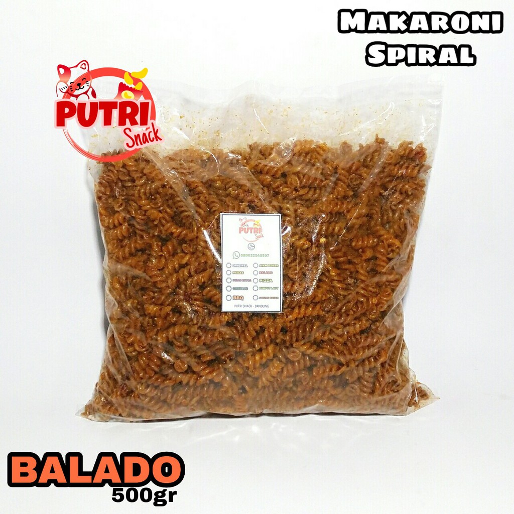 Makaroni Spiral Uril Kemasan Kiloan ( putri snack ) cemilan kering 500gr