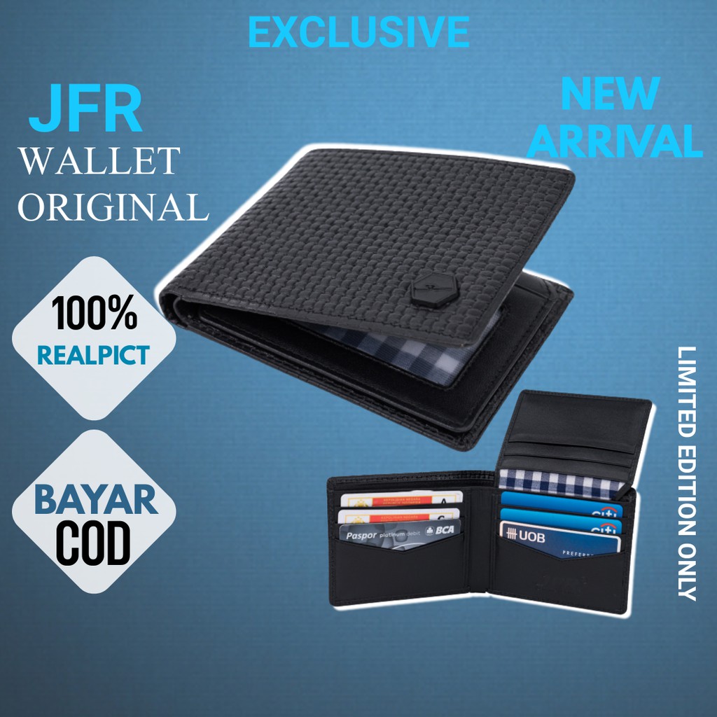 JFR Dompet Pria Kulit Asli Dompet Kulit Asli Pria Wallet Pria Organizer Motif Tikar JS09