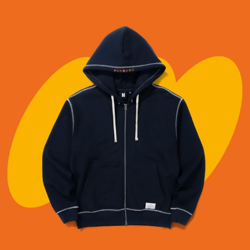 BOOKED READY SIAP KIRIM ZIP UP HOODIE (NAVY) MERCH HOODIE PTD SEOUL L FULLSET