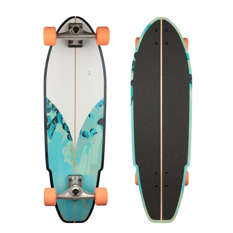 OXELO Carve540 Longboard Motif Ukiran Fullset Deck Kayu Truck Aluminium