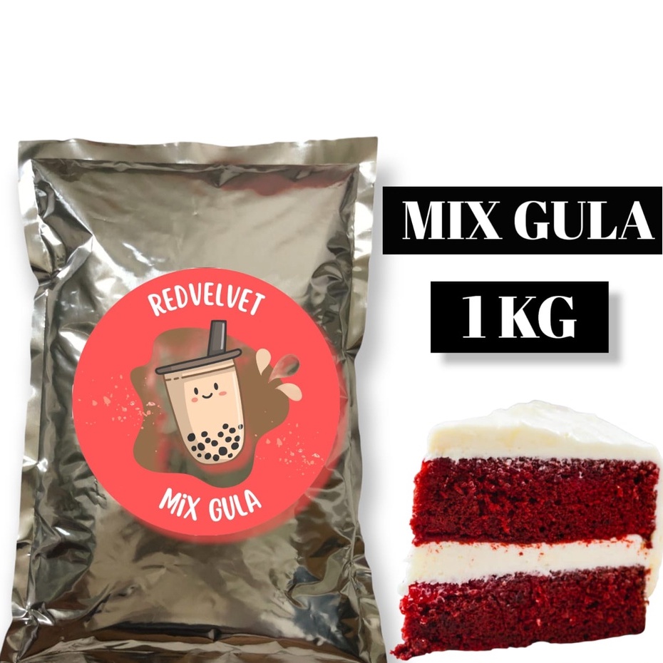 

BUBUK MINUMAN BOBA / SERBUK MINUMAN / POWDER DRINK RASA REDVELVET 1KG MIX GULA