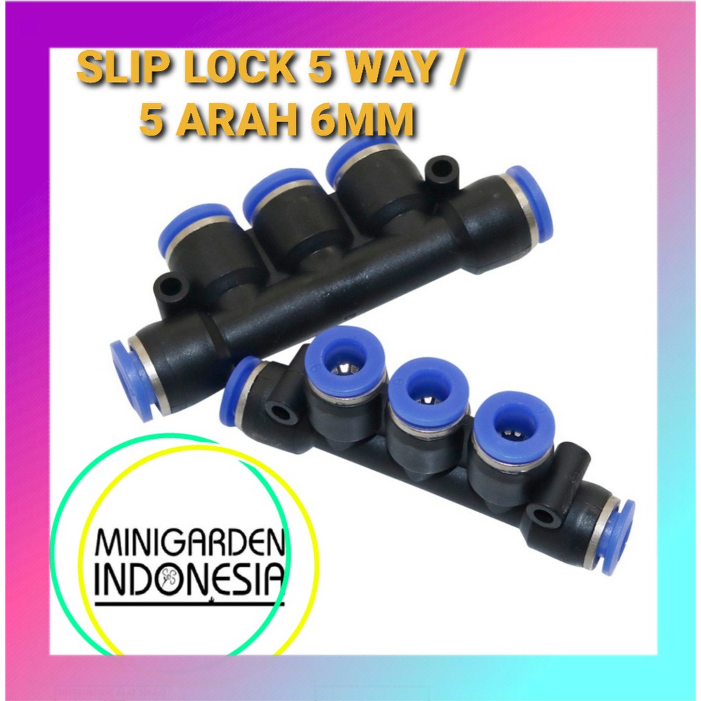 KONEKTOR SLIP LOCK 5 WAY 6MM pneumatic fitting PU push in 5 cabang arah sprinkler selang PU irigasi