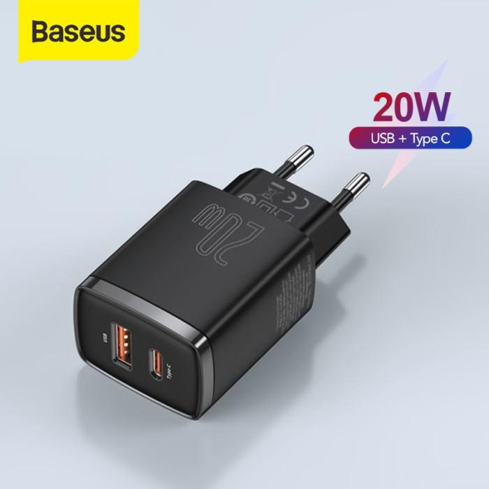 Baseus Adapter Compact PD Type C + USB port 20W - Quick Charge 3.0 + PowerDelivery