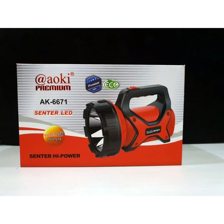 Senter AOKI Premium AK-6671 Senter LED Jumbo 15 Watt Awet dan Tahan Lama