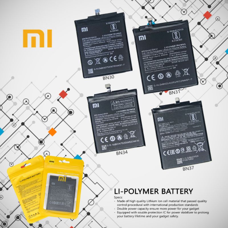 Battery  Baterai Xiaomi Tipe Lengkap! Original 99% Packing Plastik Clip