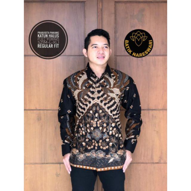 (1kg=4pcs) Kemeja Batik Lengan Panjang Batik Ori Ab Cuwiri Ksatrian Batik Solo Seragam Batik