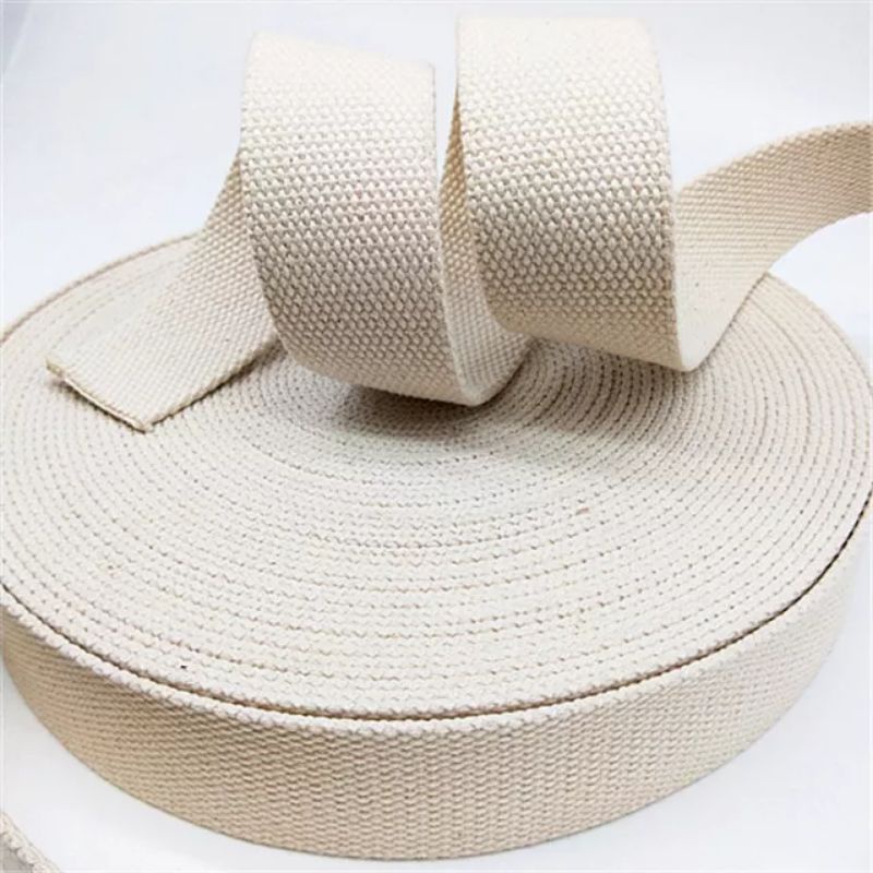 Webbing 3.8 cm katun raw white meteran