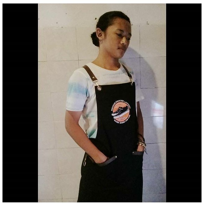 Celemek apron canvas &amp; bordir logo,celemek pria wanita,celemek barista,celemek waitres,celemek masak