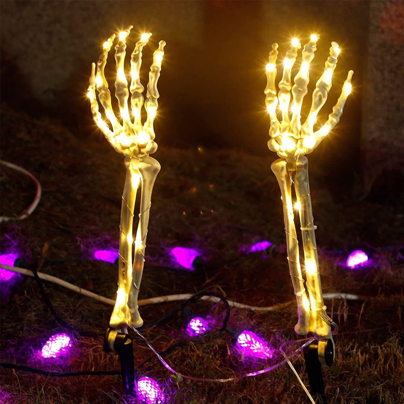 Ornamen Lengan Tengkorak 40 LED Untuk Dekorasi Halloween