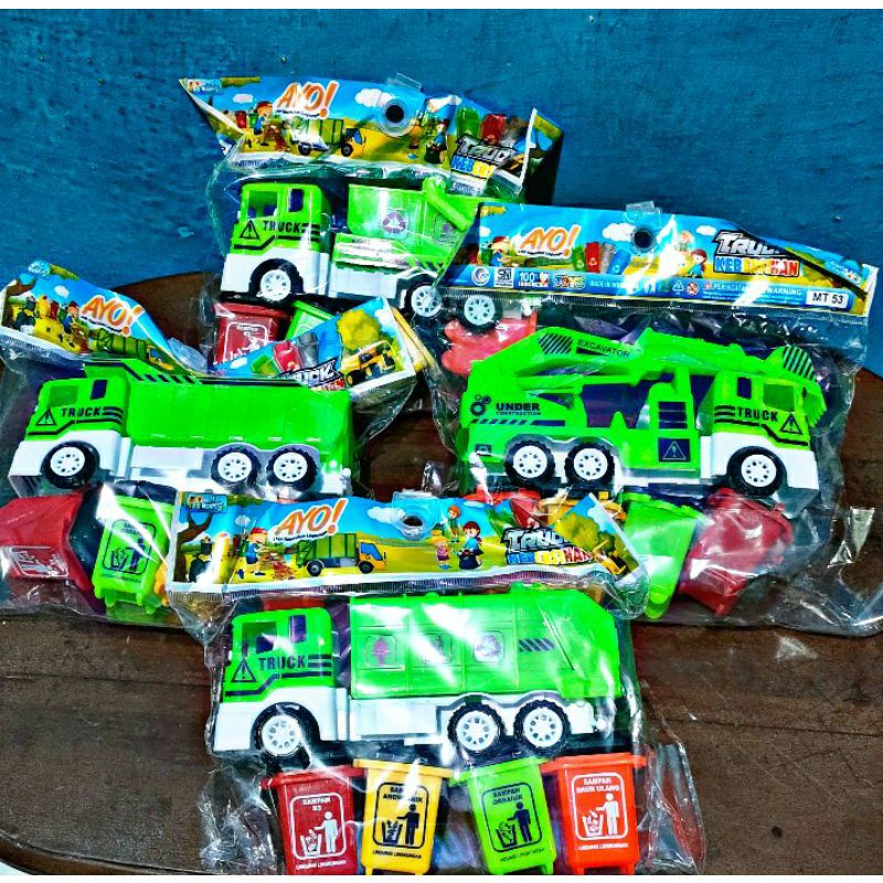AJ MT 53 Mainan Mobil Truck Sampah Plus Tempat Sampah Ukuran Mini/ Mainan Anak Mobil Truk Sampah Lengkap Dengan Tempat Sampah Ukuran Mini