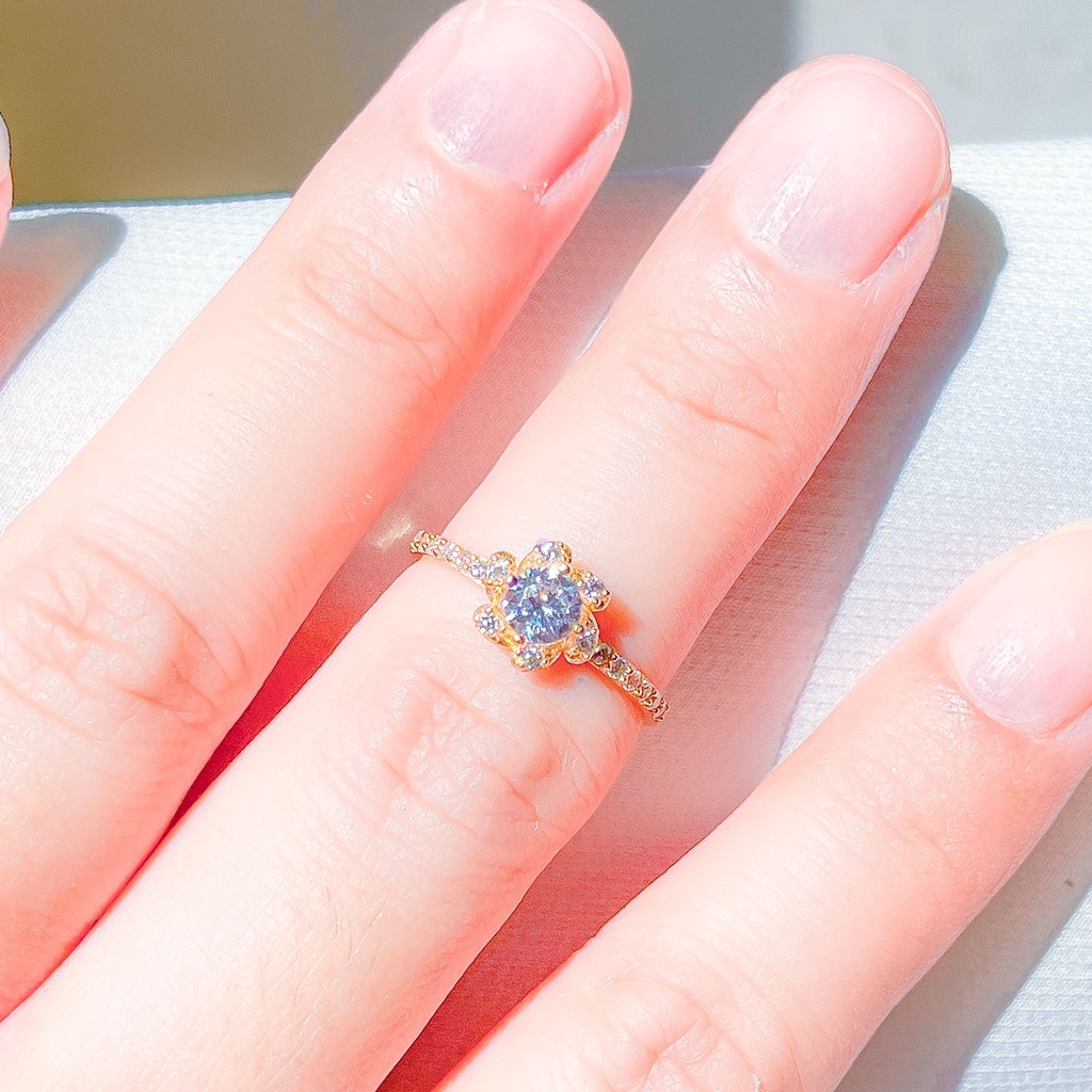 Cincin anak dan dewasa emas asli kadar 700 70 16k solitaire like diamond bunga sunflower ringan 1 satu gram gr g bling permata stylish terbaru nomor no 10 11 12 13 14 15 16 17 ring gold