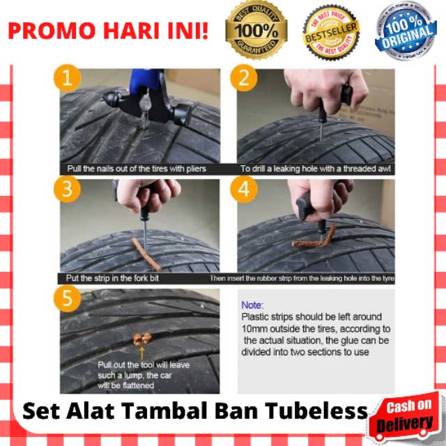 ALAT TAMBAL BAN TUBELESS 1 Set Tubles Ban Bocor Motor Mobil Tire Repair Kit Lengkap Tinggal Pakai