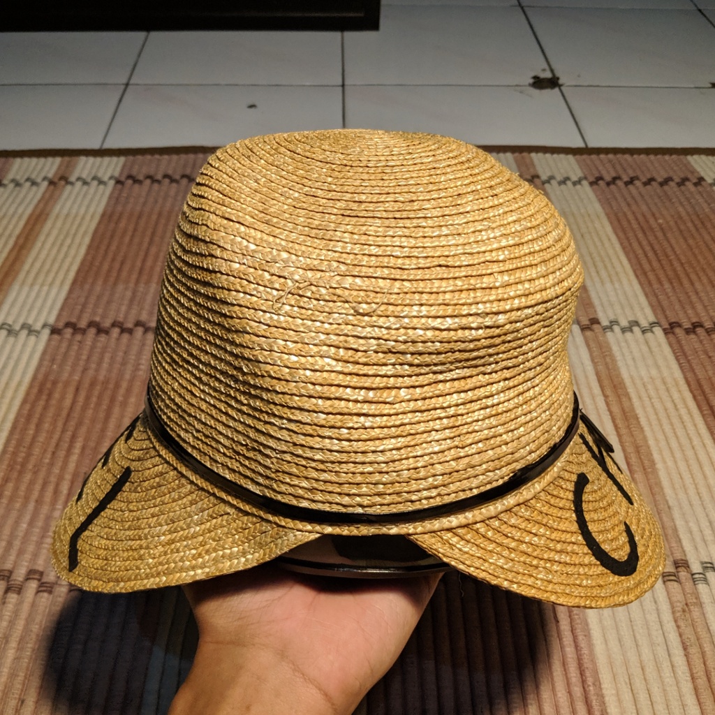 Topi Double Side Visor CHANEL Jerami Panama Hat Original Second