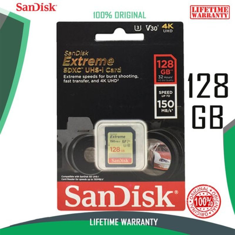 Memori Memory SD Card MMC Kamera Camera SANDISK Extreme SDXC 128 128GB