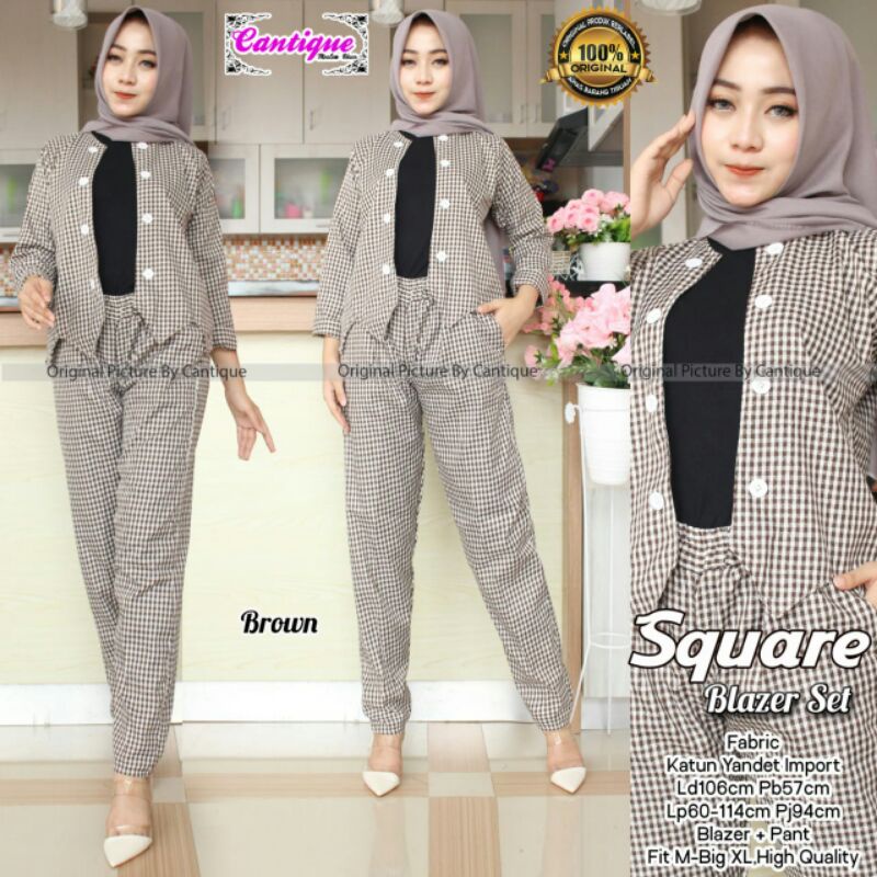 BLAZER SET SQUARE (BLAZER SET KOTAK-KOTAK) BLAZER SETELAN KERJA WANITA