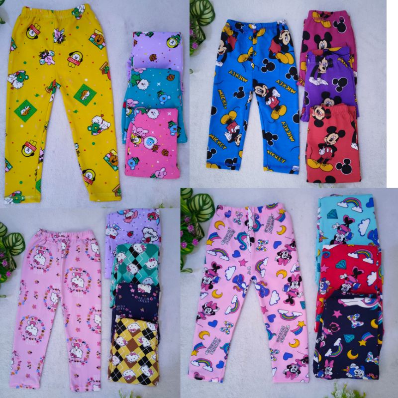 Celana Legging anak 1 2 3 4 5 6 7 tahun premium leging karakter kartun BTS kuda poni mickey mouse hellokitty anak ( legging bb3 )