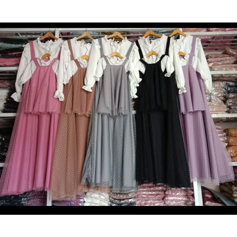 DRESS COUPLE IBU ANAK TERBARU/DRESS TILE DOTTY TERBARU