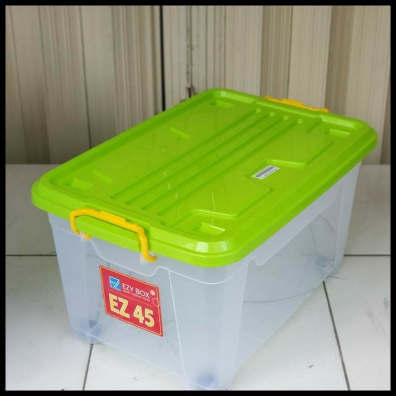 Box Container EZY 45 liter Transparan Tutup Warna
