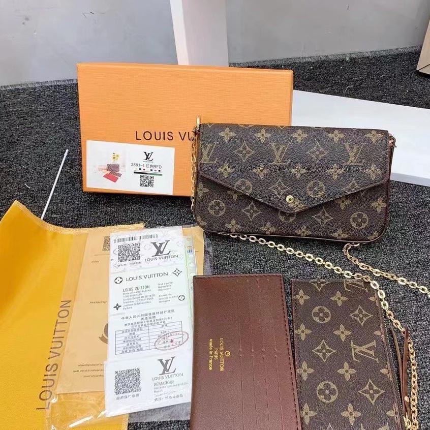 L Vuitton  Fellice Pochette 2581-1 (Free Box+Invoice +DustBag+Bubblewrap)